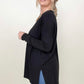 Zenana Solid Dolman Sleeve V Neck Top With Side Slits