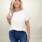 Zenana Rolled Sleeve Boat Neck Top