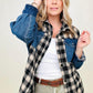 Cotton Bleu Brushed Plaid Denim Jacket