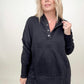 Batwing Sleeve Buttoned Hoodie with Pockets