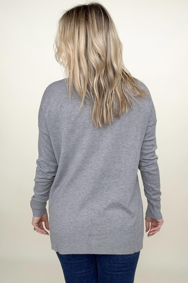 Zenana Front Seam Light Knit Sweater
