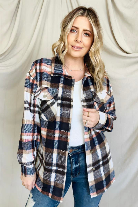 Plaid Flannel Shacket With Pockets