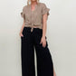 Cozy Co Crinkle Gauze Smocked Waist Wide Leg Side Slit Palazzo Pants