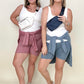 Petal Dew Solid Wide Waistband Biker Shorts