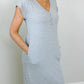 Solid short sleeve V neck Oversized maxi dress