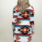 Multicolor Geometric Color Block Long Cardigan
