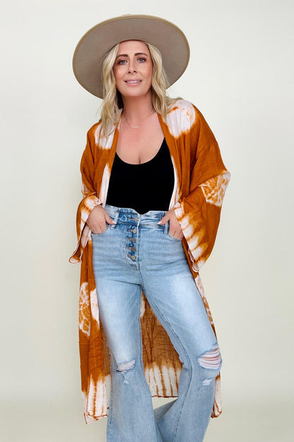 Leto Tie-Dye Longline Kimono with Full Sleeves