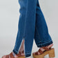 Judy Blue High Waist Fray Slit Release Hem Straight Jeans