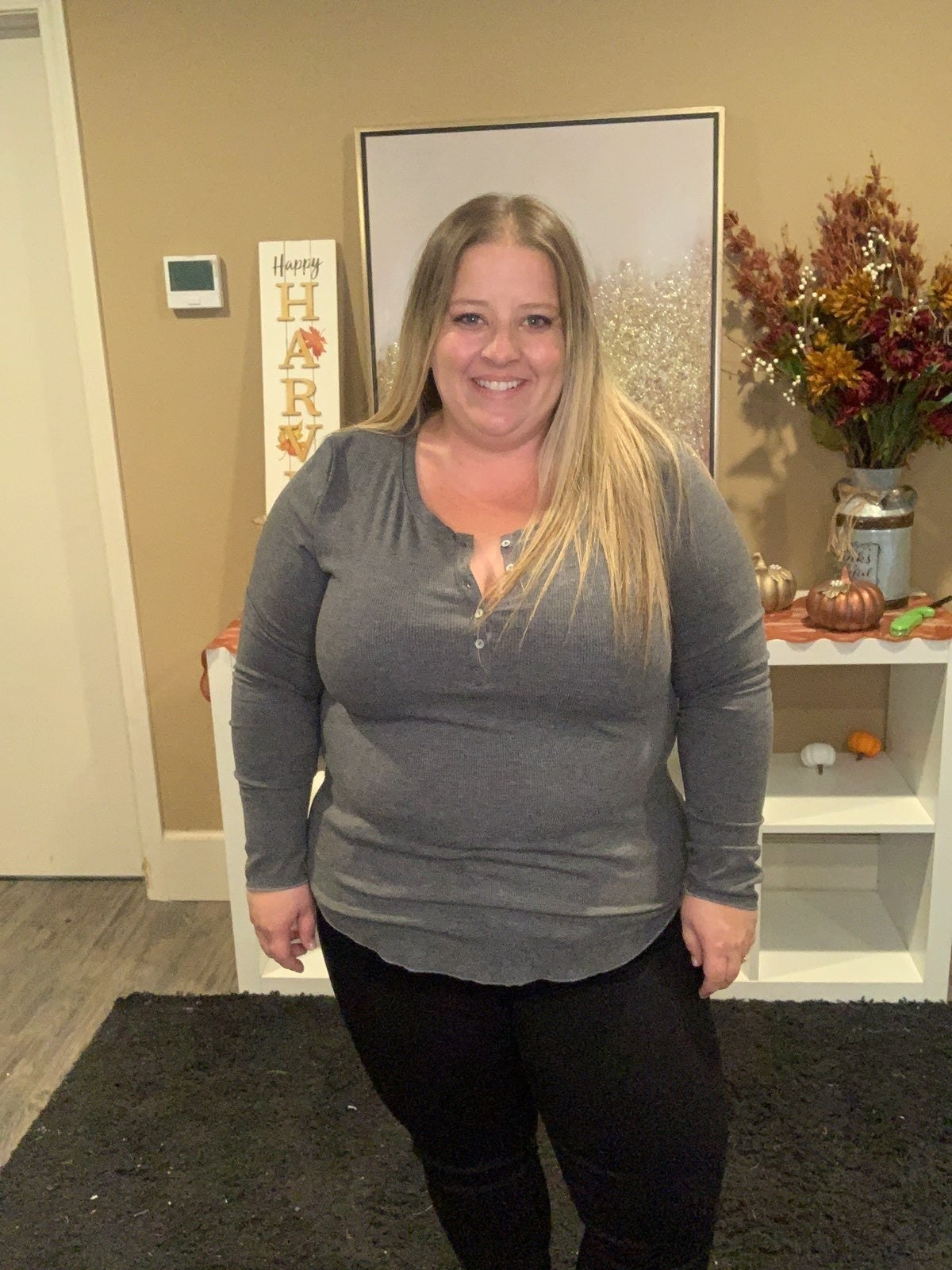Ribbed Buttoned Long Sleeve Top