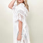 Davi & Dani Fringe Detail Knit Hooded Poncho Kimono