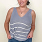 Gilli Sleeveless V-Neck Striped Sweater Top