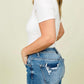 Risen Mid-Rise Straight Jeans