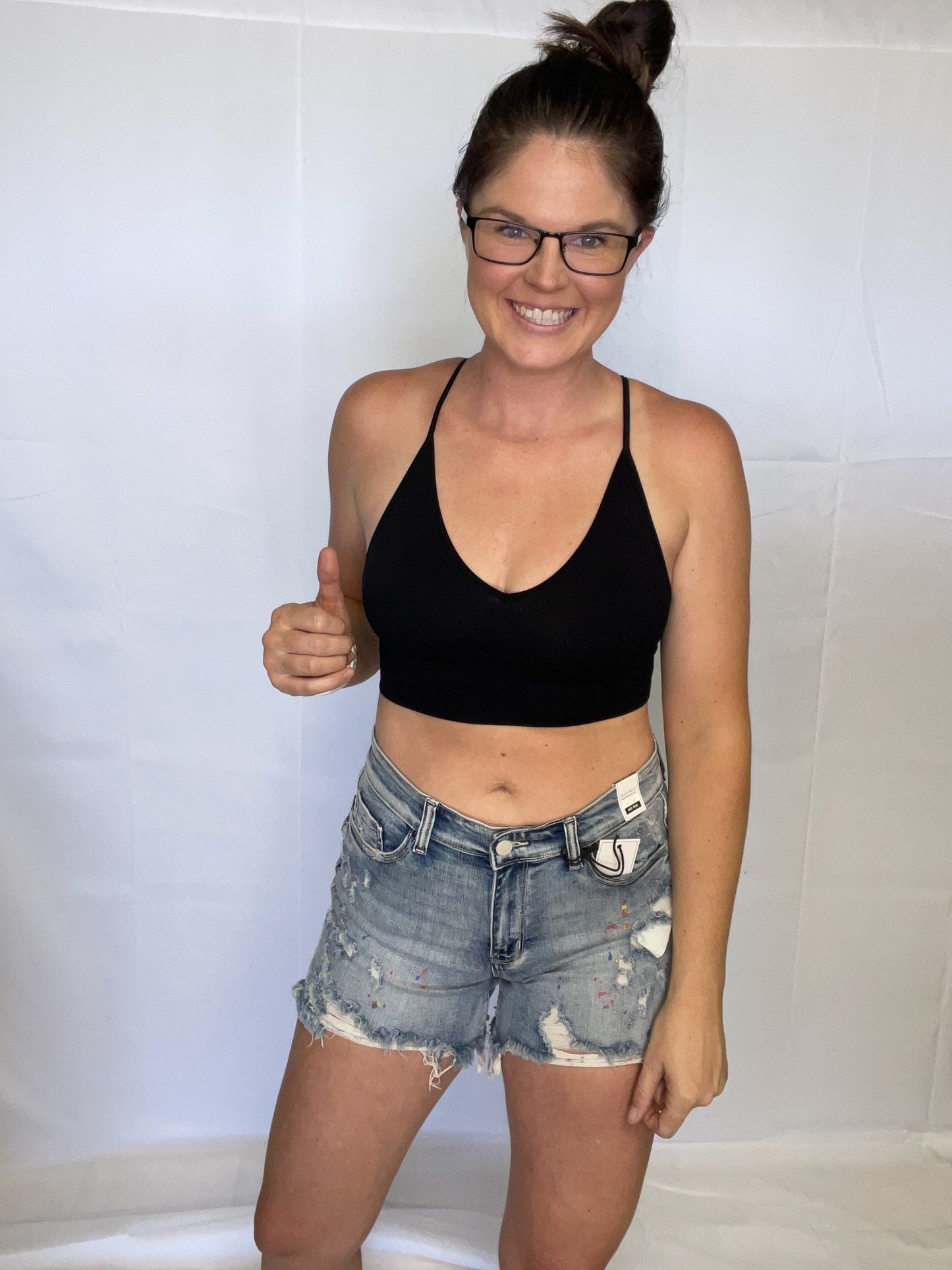Black Ribbed Seamless Bra